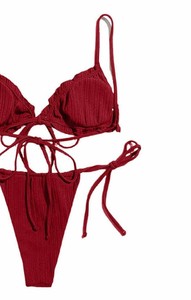 Conjunto de Bikini de Dos Piezas para Mujer, Top Halter con Lazos Laterales, Traje de Baño de Alta Elasticidad, Secado Rápido, para Playa, Piscina, Resort de Verano - Product Image 5