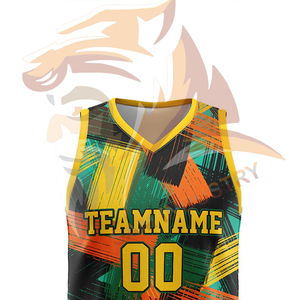 Maillot de basket-ball pour homme de haute qualité, design personnalisé, best-seller, col en V, tissu en maille 100% polyester - Product Image 3