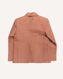 เสื้อเบลเซอร์ขนสัตว์สำหรับเด็กผู้ชาย กระดุมแถวเดียว ปกแบบ Notch Lapel สีพีช เสื้อแจ็คเก็ตผ้าวอร์สเต็ตน้ำหนักเบาสำหรับงานปาร์ตี้หรืองานเลี้ยง - Product Image 4