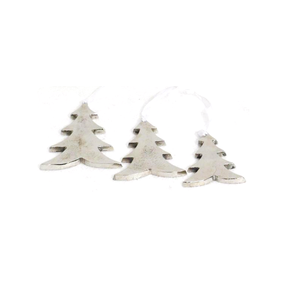 Adornos Colgantes Geométricos de Metal para Árbol de Navidad, Modernos, Plateados, Decorativos, con Cintas Azules, Decoración para Eventos Festivos, Portátiles - Product Image 3