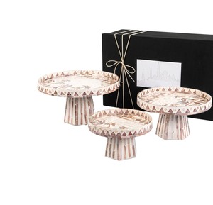 Expositor de pasteles de nácar de estilo distintivo, juego de exhibición de múltiples niveles con mosaico geométrico de conchas en caja, magnífico conjunto para fiestas. - Product Image 2