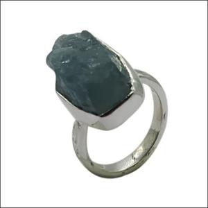 Rough Gemstone <b>Ring</b> Aquamarine Gemstone <b>Ring</b> <b>925</b> <b>Silver</b> <b>Ring</b> Blue Gemstone <b>Ring</b> Energy Gemstone <b>Ring</b> - Product Image 1