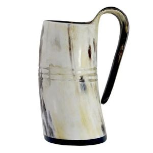 Mug authentique en corne de buffle, mug vintage en corne de buffle avec poignée, tasse à bière résistante à la chaleur pour les fêtes, forme naturelle, pour boissons - Product Image 2