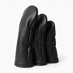 Housse de protection pour clubs de golf en cuir PU noir sur mesure OEM, lot de 3 pièces (Driver, Fairway, Utility), facile à installer pour protéger les clubs de golf - Product Image 2