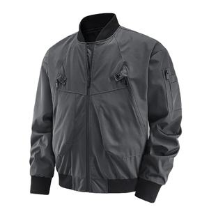 Blouson aviateur décontracté léger pour hommes, printemps-automne, coupe-vent de sport zippé avec poches, manteau teint en plaine, vêtements - Product Image 1