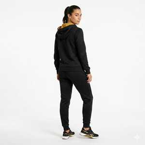 Unisex Black Hooded Tracksuit Full Zipper Solid Color Casual Sweatshirt and <b>Pants</b> Set with Side Pockets for Adults Autumn Wear - Product Image 3