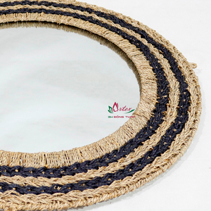 Espejo de pared de bambú hecho a mano Artex Dong Thap, decoración rústica con acabado natural - Product Image 5