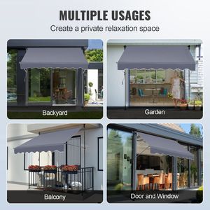 118\" Manual Retractable Outdoor Patio Awning Adjustable <b>Sunshade</b> Shelter <b>Canopy</b> for Door or Window Premium Awnings - Product Image 5