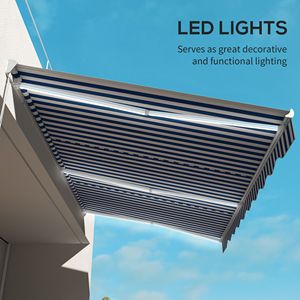 16.5FT X 10FT Electric Retractable <b>Awning</b> with LED Lights and Remote Controller Blue/White for Door & <b>Window</b> - Product Image 6