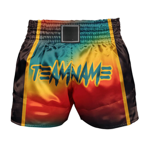 Pantalones cortos de Muay Thai, ligeros, transpirables, de tela satinada, con logo personalizado, cintura elástica, para entrenamiento, gimnasio, para hombres y mujeres, fitness. - Product Image 3