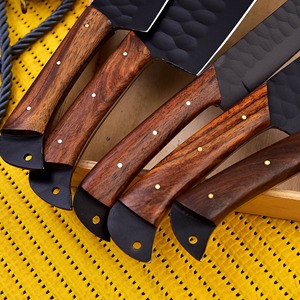 Ensemble de couteaux de chef personnalisé fait main, 5 pièces, en acier carbone 33 couches, lame de 3,9 pouces, bord droit, revêtement poudré, ambidextre, manche en bois - Product Image 2