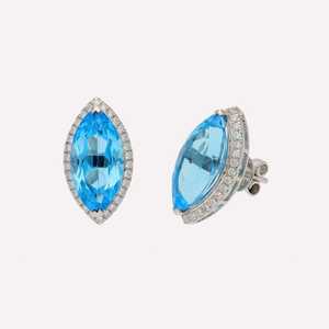 Marquise Cut <b>Blue</b> Topaz Halo <b>Earrings</b> White Gold Plated 925 Sterling Silver Luxury Jewelry Women Elegant Gift - Product Image 5