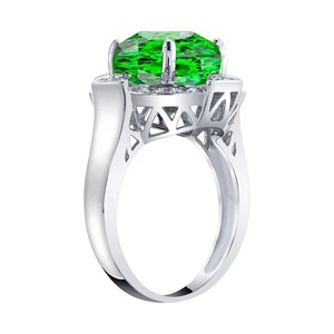 Anillo de Compromiso de Plata de Ley 925 con Granate Tsavorita Sintético, Gema Redonda, Joyería de Moda Nueva, Anillos de Oro Blanco de 14K y 18K - Product Image 2