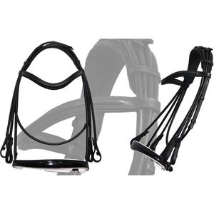 บังเหียนม้าหนังแท้สีดำคุณภาพพรีเมียม Fab International พร้อมสายรัดจมูกแบบมีเบาะ ปรับได้ ทนทาน เหมาะสำหรับการฝึกและการแข่งขัน - Product Image 1