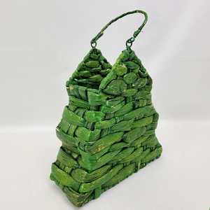 Cesta de almacenamiento de jacinto de agua colorida, tejida a mano, cestas para árboles de Navidad, decoración navideña - Product Image 1