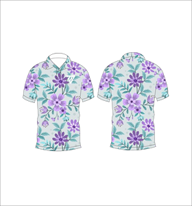 Camiseta Polo Personalizada con Estampado Floral Blanco y Morado, Manga Corta, Transpirable, Informal, Uniforme de Golf para Hombre - Product Image 3
