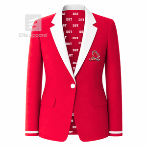 Delta Sigma personnalisé |   Blazer de la sororité Theta avec logo brodé rouge et blanc, doublure en polyester avec logo imprimé répété pour femme - Product Image 1