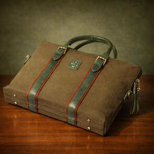 Porte-documents classique en toile pour ordinateur portable, couleur olive, sac de bureau professionnel durable avec poignées en cuir, bandoulière, grande capacité - Product Image 5