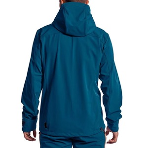 Men's Color Blocked <b>Soft</b> <b>Shell</b> <b>Jacket</b> <b>Hooded</b> Zip Fly Water Resistant Winter Outdoor Wear Regular Fit Polyester Material - Product Image 2