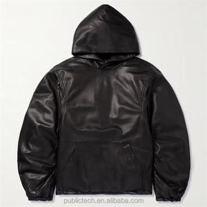 Veste en cuir pour homme, style classique à capuche, manches longues, fermeture éclair frontale, design durable, style décontracté, streetwear - Product Image 5