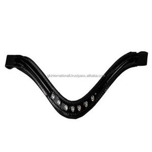 Bande de sourcil de cheval rembourrée en cuir verni exclusif avec des cristaux décoratifs, bande de sourcil de cheval en cuir à vague profonde - Product Image 4