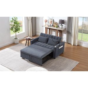 Divano Letto Convertibile da 142 cm con Tre Porte USB, Due Tasche Laterali e Due Supporti Girevoli a 360 Gradi per Telefono - Product Image 1