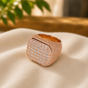 Bague de Mariage de Luxe en Moissanite, Sertie Pavé Rond, Plaqué Or Rose 18K, Bague de Fiançailles pour Femme - Product Image 4