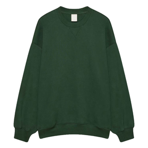 Sudadera Extra Grande de Cuello Redondo para Mujer, Color Verde Sólido, 100% Algodón Tejido, Transpirable, Largo Regular, para Otoño - Product Image 1