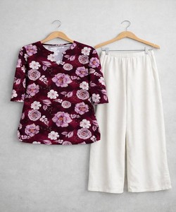 สินค้ามาใหม่ ชุดเสื้อท็อปและกางเกงขายาวพิมพ์ลายดิจิทัล ผ้าเรยอนคอตตอน สำหรับใส่ทุกวัน ราคาขายส่ง เสื้อผ้าชาติพันธุ์ หลายสี - Product Image 2