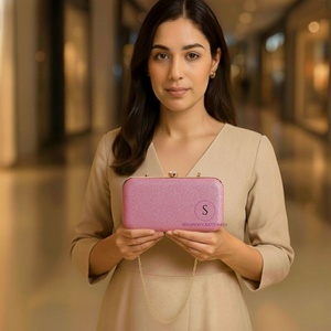Magnifiques designs brillants, pochette rose pour femme, sac à main de soirée avec chaîne détachable pour femmes. - Product Image 1