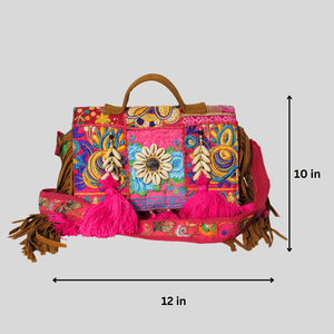 Premium Quality Kambhari <b>Patchwork</b> Pink Color Boho Hand <b>Bag</b> Available for Affordable Price from India - Product Image 1