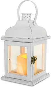 Farol de Madera Blanco Vintage, Decorativo, para Mesa o Colgar, para Decoración del Hogar, Bodas y Exteriores - Product Image 5