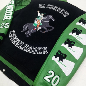 Chaqueta Varsity Negra y Verde Bordada Gauchos Senior 25 Softball Letterman Streetwear Unisex Ecológica Impermeable Gruesa - Product Image 3
