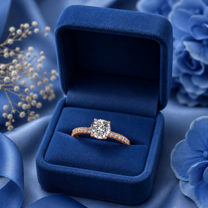 Anillo de Compromiso de Oro Rosa de 14K con Diamante Solitario de Corte Redondo y Detalles |   Anillo de Boda Elegante en Oferta, Joyería Fina para Regalo - Product Image 5