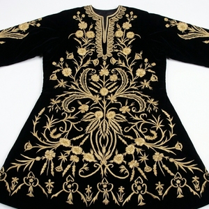 Robe Kaftan en Velours Brodé à la Main Orné de Lourdes Broderies Dorées, Robe de Cérémonie de Luxe Ornée, Style Vintage, Robe de Cour Ottoman, Manteau - Product Image 5