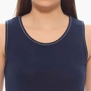 Women's <b>Navy</b> Blue O-Neck Knitted Tank <b>Top</b> Casual Solid Color Regular Length Sleeveless <b>Top</b> - Product Image 6