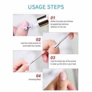 TECTO Dual-End Stainless Steel Cuticle Pusher Manicure <b>Tool</b> Reusable <b>Nail</b> Care Instrument - Product Image 3