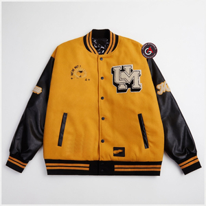 Hunter Green Letterman Jacket con mangas de cuero bronceado | Chaqueta unisex elegante con logotipo personalizado - Product Image 2