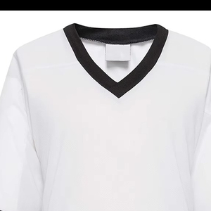 Camiseta de Hockey sobre Hielo Blanca con Cuello en V, Manga Larga, Malla Rayada, Unisex, para Adultos, Transpirable, Corte Regular - Product Image 2