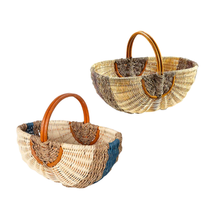 Panier de pique-nique en rotin naturel personnalisable, panier de récolte, pour rangement de cuisine, pique-nique, marché et présentation - Product Image 1