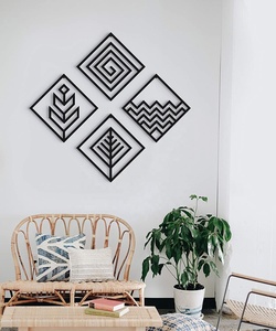 Juego moderno y elegante de 4 piezas de arte de madera pintadas Tapices versátiles para decoración del hogar para sala de estar y dormitorio - Product Image 2