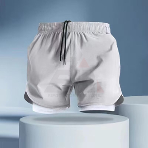 Shorts de bain décontractés pour hommes avec logo personnalisé sur le devant, 100 % coton, taille élastique, respirants, écologiques, séchage rapide, anti-plis - Product Image 2