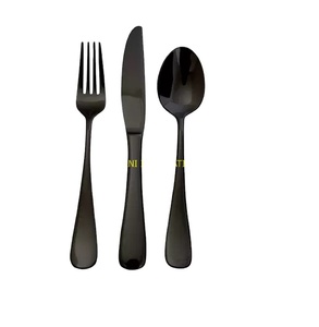 Juego de cubiertos de vajilla de Metal negro con acabado mate, uso de hoteles, tenedor, cuchillo, cuchara, utensilios, vajilla moderna, cubiertos para comedor - Product Image 1