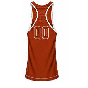 Ensemble de bain blanc et orange brûlé, débardeur dos nageur sans manches avec short assorti, léger, séchage rapide, performance pour l'entraînement - Product Image 3