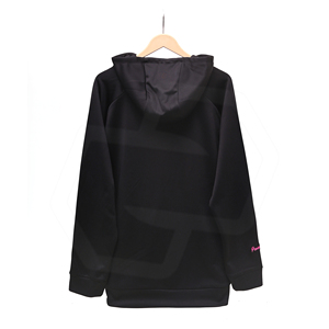 Sweat-shirt à capuche unisexe noir avec imprimé floqué visage souriant rose, coupe oversize, décontracté, pour l'automne - Product Image 2