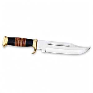 Cuchillo de Cocina Artesanal de Acero Inoxidable con Mango de Cuero Apilado, Herramienta de Preparación - Product Image 1