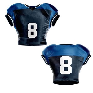 Maillot de football américain personnalisé pour femme, bleu marine, numéro 8, impression par sublimation, polyester respirant, haut d'uniforme - Product Image 1