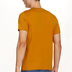 Men Mustard Orange Plain T Shirt Classic Casual Crew Neck <b>Short</b> <b>Sleeve</b> Lightweight Summer Everyday Wear Soft Comfort Fit Tee - Product Image 3