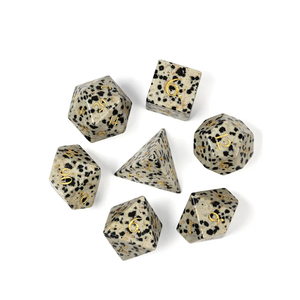 Dés en pierre de haute qualité, jaspe dalmatien, cristal naturel, pierres de guérison Reiki, pierres gravées, ensemble de dés personnalisés, cristal Viking. - Product Image 6