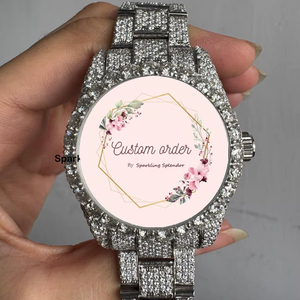 Montre automatique personnalisée en gros pour hommes, sertie de diamants Moissanite, verre saphir testé au diamant, avec affichage analogique - Product Image 1